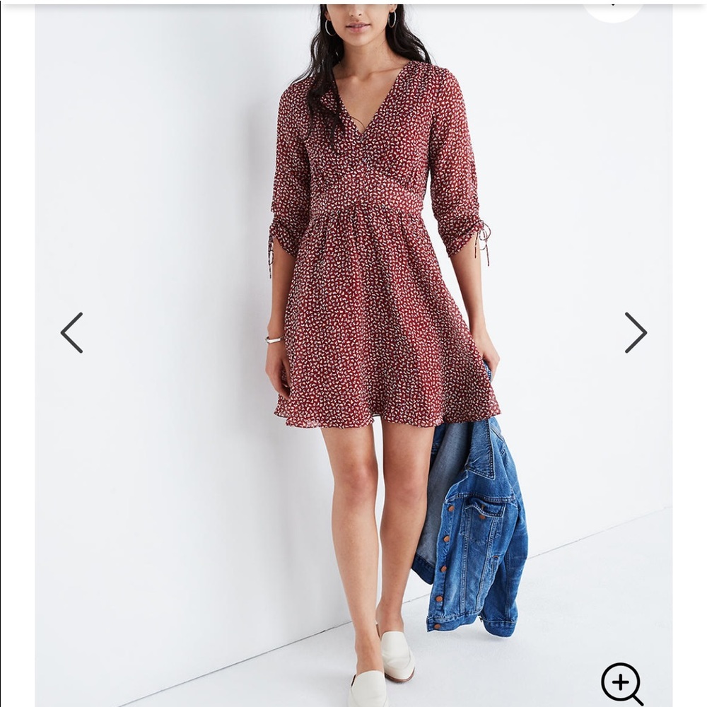 Madewell red flower mini dress